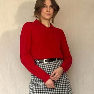 60s Red Cashmere Collared Sweater
